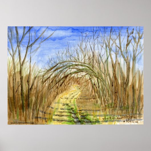 Wasserfarbenlandschaft "Lane with Arched Branches" Poster (Vorne)