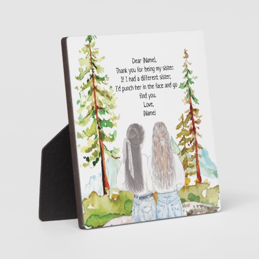 Wasserfarbenlandschaft mit 2 Girls-Mahnkreuzen Fotoplatte (Vorderseite)