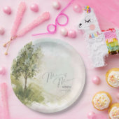 Wasserfarbenlandschaft Mr. & Mrs. Sage Green ID786 Pappteller (Party)