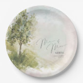 Wasserfarbenlandschaft Mr. & Mrs. Sage Green ID786 Pappteller (Vorderseite)