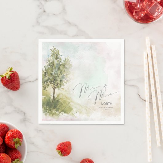 Wasserfarbenlandschaft Mr. & Mrs. Sage Green ID786 Serviette (Beispiel)