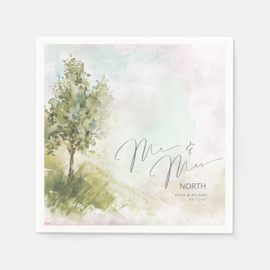 Wasserfarbenlandschaft Mr. & Mrs. Sage Green ID786 Serviette (Vorderseite)