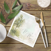 Wasserfarbenlandschaft Mr. & Mrs. Sage Green ID786 Serviette