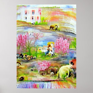 Wasserfarbenlandschaft Poster