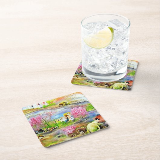 Wasserfarbenlandschaft Rechteckiger Pappuntersetzer (Vor Ort)