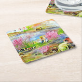 Wasserfarbenlandschaft Rechteckiger Pappuntersetzer (angewinkelt)