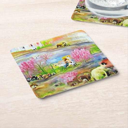 Wasserfarbenlandschaft Rechteckiger Pappuntersetzer (angewinkelt)