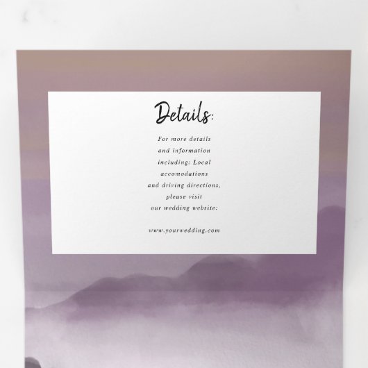 Wasserfarbenlandschaft Rosa in einer Hochzeit Dreifach Gefaltete Einladung (Innen Erste Seite)