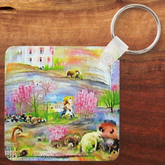 Wasserfarbenlandschaft Schlüsselanhänger (Rückseite)