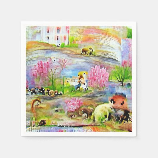 Wasserfarbenlandschaft Serviette (Vorderseite)