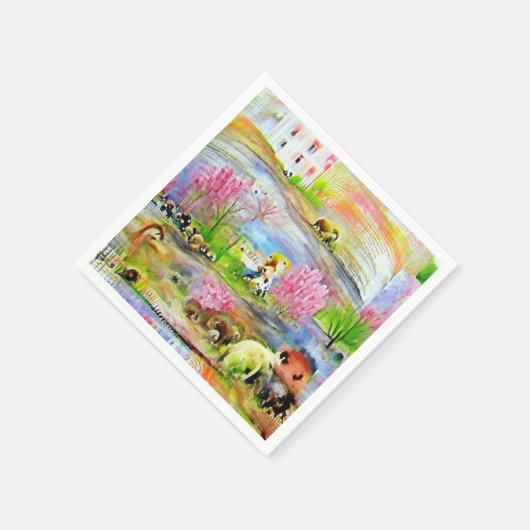 Wasserfarbenlandschaft Serviette (Ecke)