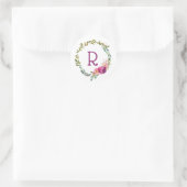 Wasserfarbenlaurel und Monogramm-Blume Runder Aufkleber (Tasche)