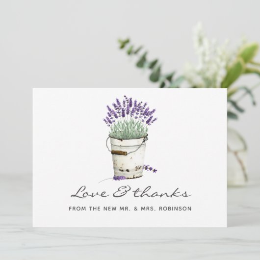 Wasserfarbenlavender Wedding Dankeskarte (Stehend Vorderseite)