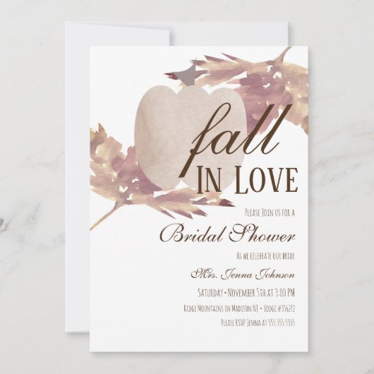 Wasserfarbenleaf Fall Pumpkin-Brautparty Einladung (Vorderseite)