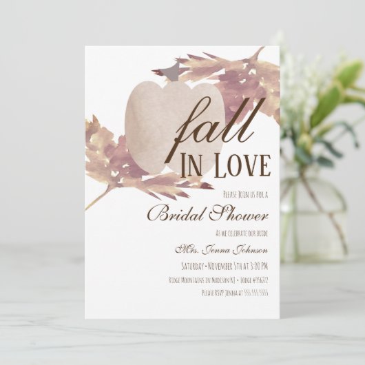 Wasserfarbenleaf Fall Pumpkin-Brautparty Einladung (Stehend Vorderseite)