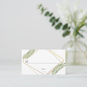 Wasserfarbenleaf Gold Rahmen Geometric Chic Weddin Platzkarte (Stehend Vorderseite)