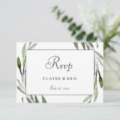 Wasserfarbenleaf Wreath Border Wedding RSVP Karte (Stehend Vorderseite)
