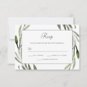 Wasserfarbenleaf Wreath Border Wedding RSVP Karte (Rückseite)