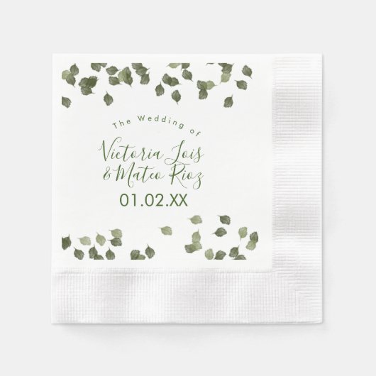 Wasserfarbenleder Grüne Hochzeit im Herbst Herbst Serviette (Vorderseite)