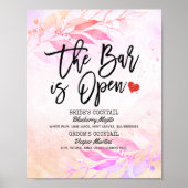 Wasserfarbenleder Hochzeit Die Bar ist ein offenes Poster (Vorne)