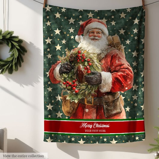 Wasserfarbenleder mit Vintagem Weihnachtsmann Fleecedecke