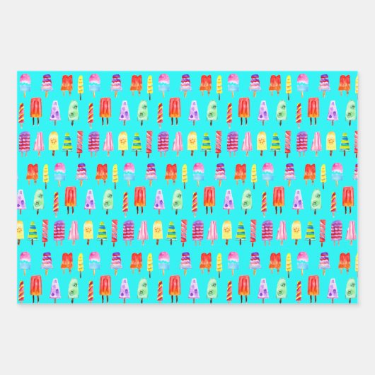 Wasserfarbenlederchen Handgemalte Regenbogen Geschenkpapier Set (Vorderseite)