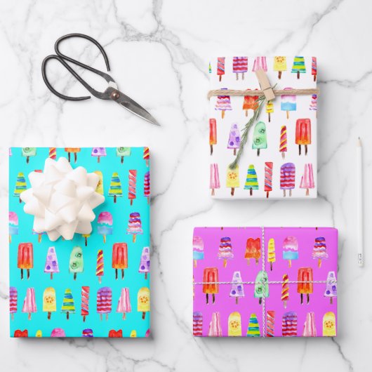 Wasserfarbenlederchen Handgemalte Regenbogen Geschenkpapier Set (Vorderseite)