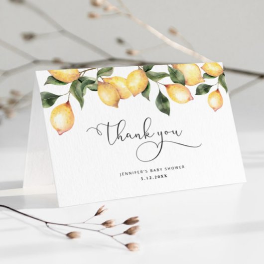 Wasserfarbenlemon Babydusche Danke Karte