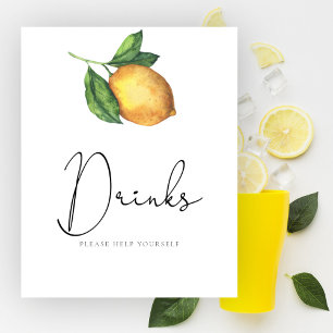 Wasserfarbenlemon Babydusche Getränke helfen Ihnen Poster