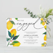 Wasserfarbenlemon Wir sind Verlobte Engagement-Par Einladung (Stehend Vorderseite)