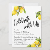 Wasserfarbenlemonen feiern mit uns Typografie Einladung (Vorderseite)