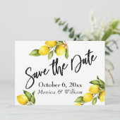 Wasserfarbenlemonen Save the Date Typografie (Stehend Vorderseite)