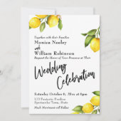 Wasserfarbenlemons Hochzeitsstimmung Typografie Einladung (Vorderseite)