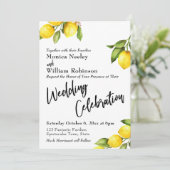 Wasserfarbenlemons Hochzeitsstimmung Typografie Einladung (Stehend Vorderseite)