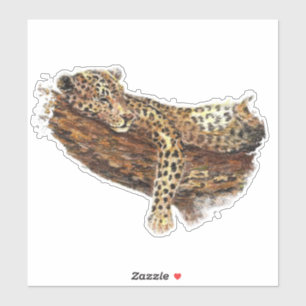 Wasserfarbenleoparden-Katze Aufkleber