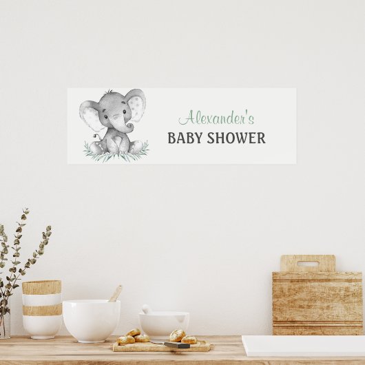 Wasserfarbenlephant Babyduschbanner Poster (Küche)
