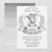 Wasserfarbenlephant Babydusche Einladung (Vorne/Hinten)