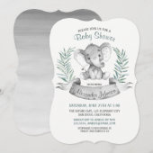 Wasserfarbenlephant Babydusche Einladung (Vorne/Hinten)