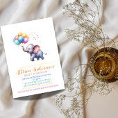 Wasserfarbenlephant Babydusche mit Balloons Einladung
