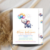 Wasserfarbenlephant Babydusche mit Balloons Einladung