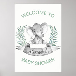 Wasserfarbenlephant Babydusche Poster