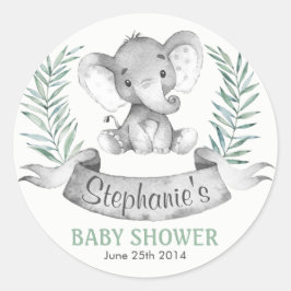 Wasserfarbenlephant Babydusche Runder Aufkleber