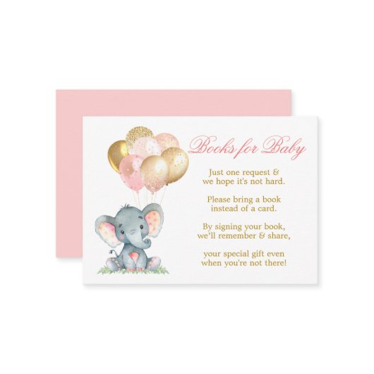 Wasserfarbenlephant Balloons Duschbücher für Baby Begleitkarte (Vorderseite/Rückseite Beispiel)