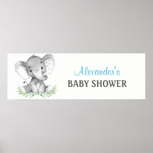 Wasserfarbenlephant Boy Baby Showbanner Poster