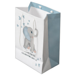 Wasserfarbenlephant Boy Blue Baby Dusche Beutel Mittlere Geschenktüte
