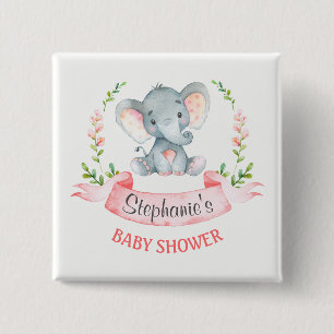 Wasserfarbenlephant Girl Babydusche Button