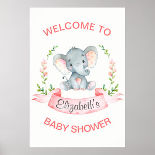 Wasserfarbenlephant Girl Babydusche Poster