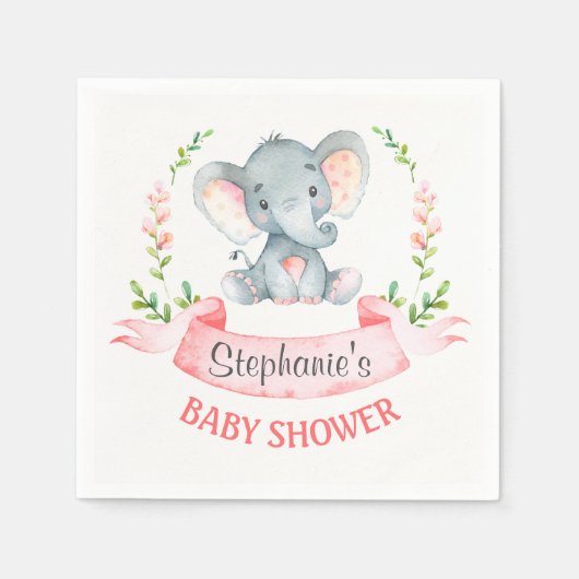 Wasserfarbenlephant Girl Babydusche Serviette (Vorderseite)