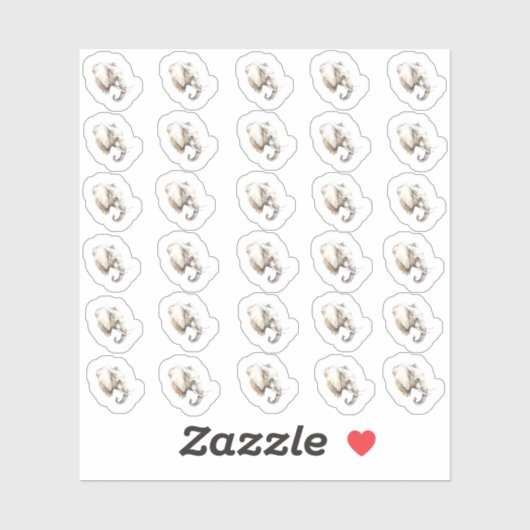 Wasserfarbenlephant Kopf Mini Sticker (Blatt)