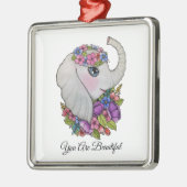 Wasserfarbenlephant mit wilden Blume Ornament Aus Metall (Links)